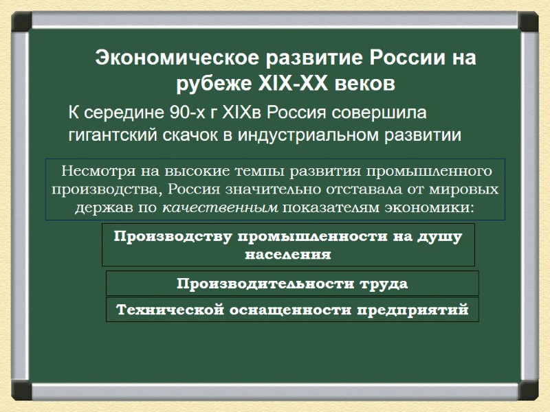 Экономическое развитие России на рубеже XIX-XX веков К середине 90-х г XIXв Россия совершила